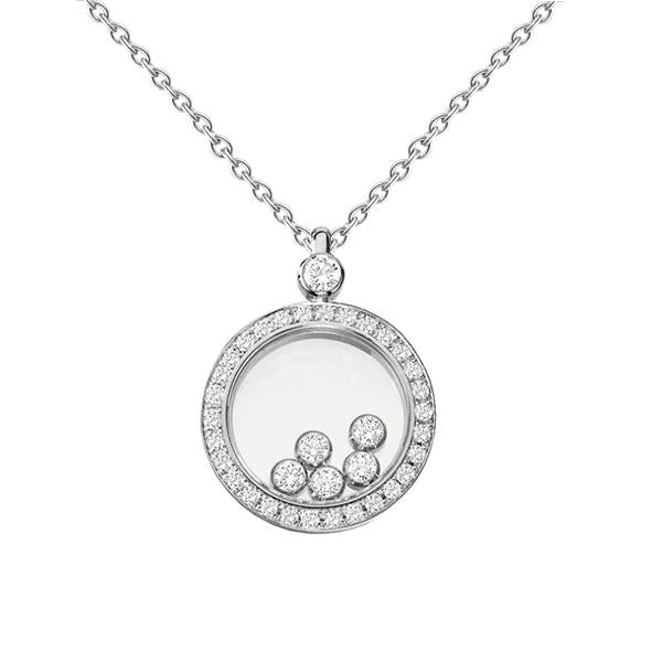 Collana Con Pendente A Cerchio Bianco Con Naturale Diamanti Taglio Brillante Rotondo Da 0.63 Ct