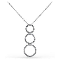 Collana Con Pendente A Cerchio In Oro Bianco 14K Con Tripli Naturale Diamanti Taglio Rotondo Da 8 Ct.