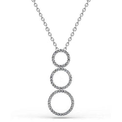 Collana Con Pendente A Cerchio In Oro Bianco 14K Con Tripli Vero Diamanti Taglio Rotondo Da 8 Ct.