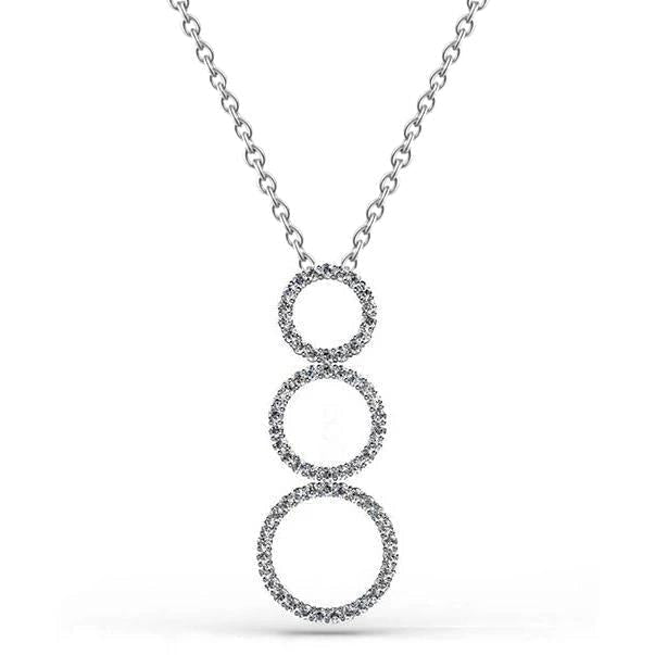 Collana Con Pendente A Cerchio In Oro Bianco 14K Con Tripli Vero Diamanti Taglio Rotondo Da 8 Ct.