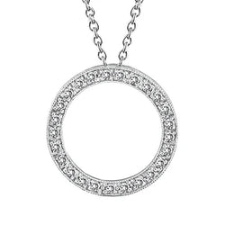 Collana Con Pendente Cerchio Vero Diamante Taglio Rotondo da 2,50 Carati in Oro Bianco 14K