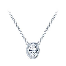 Collana Con Pendente Con Castone Di Vero Diamanti Taglio Ovale Da 1 Carato E Catena WG In Oro Bianco 14K