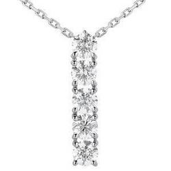 Collana Con Pendente Con Vero Diamanti Taglio Rotondo Da 2,50 Carati Cinque Pietre In Oro 14K