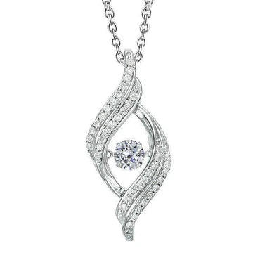 Collana Con Pendente Incastonata in Vero Diamante Scintillante Rotondo Da 1,50 Carati In Oro Bianco 14K