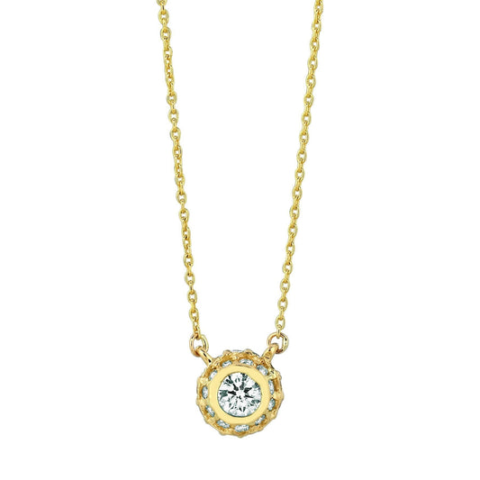 Collana Con Pendente Vero Diamante Tondo Da 1 Carato In Oro Bianco 14K
