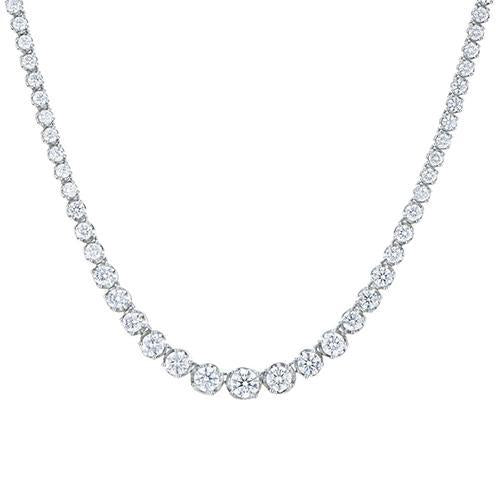 Collana Da Donna In Oro Bianco 14K Con Vero Diamanti Scintillanti A Taglio Rotondo Da 15,00 Ct