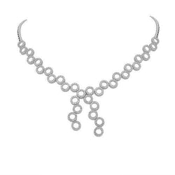 Collana Da Donna In Oro Bianco 14K Con Vero Diamanti Taglio Brillante Rotondo Da 13 Ct