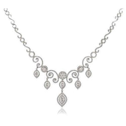 Collana Da Donna In Oro Bianco 14K Con Vero Diamanti Taglio Rotondo F Vvs1 7.00 Ct