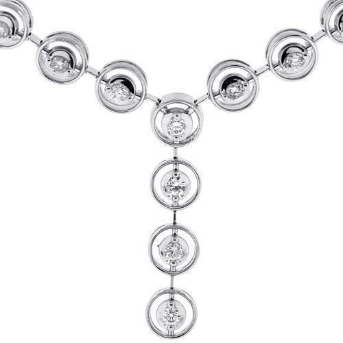 Collana Da Donna In Oro Bianco Con Naturale Diamanti A Taglio Brillante Rotondo Scintillante Da 2 Ct