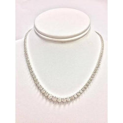 Collana Donna Oro Bianco F Vvs1 Tondo 12,00 Carati Naturale Diamanti