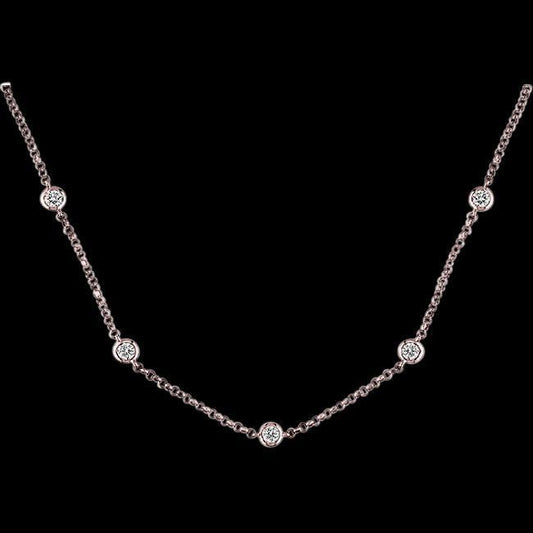 Collana In Oro Rosa Con Vero Diamanti Da 3.50 Carati Con Ciondolo In Oro Rosa