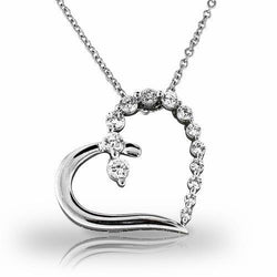 Collana Pendente 4 Carati Naturale Diamanti Taglio Brillante Rotondo Oro Bianco 14K