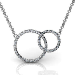 Collana Pendente Cerchio 5 Carati Vero Diamanti Taglio Rotondo Oro Bianco 14K