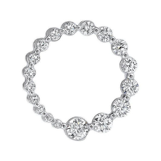 Collana Pendente Cerchio Con Naturale Diamante Rotondo 2 Carati In Oro Bianco 14K
