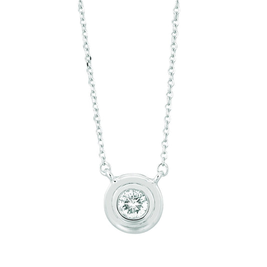 Collana Pendente Con Castone Solitario Di Vero Diamanti 0,50 Carati In Oro Bianco 14K