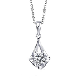 Collana Pendente Con Genuino Diamante Taglio Rotondo Da 1,25 Carati In Oro Bianco 14K