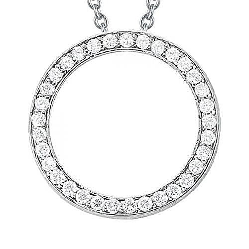 Collana Pendente Con Genuino Diamante Tondo Da 1,25 Carati Senza Catena In Oro Bianco 14K