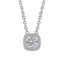 Collana Pendente Con Genuino Diamante Tondo Taglio Brillante Da 1,50 Carati In Oro Bianco 14K