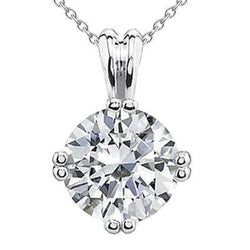 Collana Pendente Con Genuino Diamanti Taglio Rotondo Da 3,25 Carati In Oro Bianco 14K