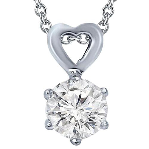 Collana Pendente Con Genuino Diamanti Tondi Da 1,50 Carati Su Montatura In Oro Bianco 14K