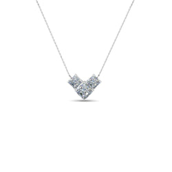 Collana Pendente Con Naturale Diamanti Taglio Princess Da 1,50 Carati In Oro Bianco 14K