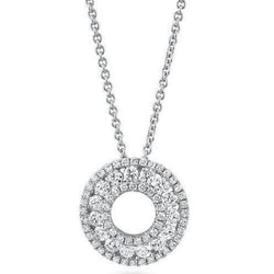 Collana Pendente Con Naturale Diamanti Tondi Taglio Brillante Da 0,66 Carati In Oro Bianco 14K