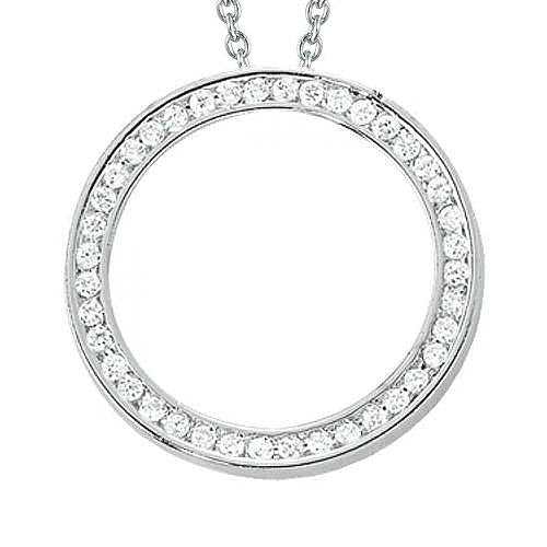 Collana Pendente Con Vero Diamante Tondo Scintillante Da 1 Carato WG Senza Catena In Oro Bianco 14K