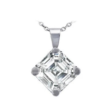 Collana Pendente Con Vero Diamanti 1,50 Asscher Carati in oro bianco 14K