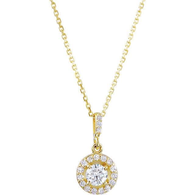 Collana Pendente Con Vero Diamanti Scintillanti Tondi Da 1,45 Carati In Oro Giallo 14K