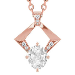 Collana Pendente Da Donna Con 4 Vecchi Minatori Di Genuino Diamanti Ovali E Rotondi Di Carati In Oro Rosa 14K