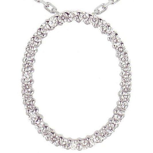 Collana Pendente Da Donna Con Genuino Diamanti A Forma Ovale Da 2,70 Carati In Oro Bianco 14K
