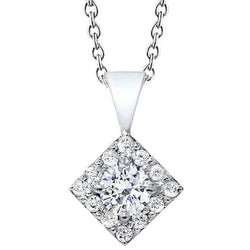 Collana Pendente Donna Con Vero Diamanti Taglio Brillante Carati 1.70 Square WG In Oro Bianco 14K