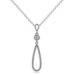 Collana Pendente Goccia Croce Celtica Con Vero Diamanti Taglio Rotondo 5 Carati In Oro Bianco 14K