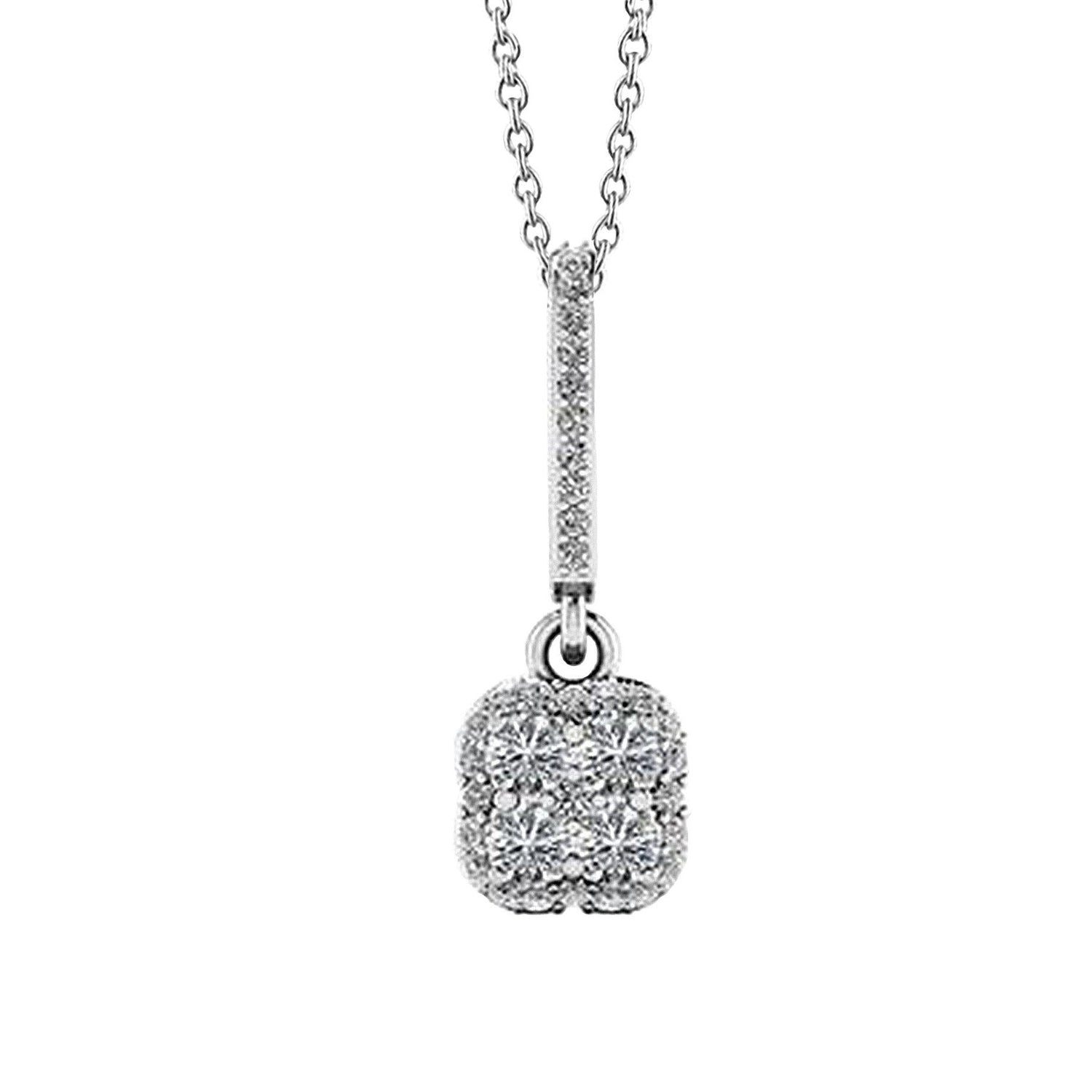 Collana Pendente Lucky In Love Con Naturale Diamanti Tondi Taglio Brillante Da 6 Carati In Oro Bianco 14K