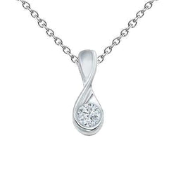 Collana Pendente Solitario Con Genuino Diamante Taglio Brillante Da 1 Carato In Oro Bianco 14K