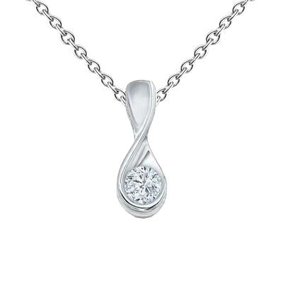 Collana Pendente Solitario Con Genuino Diamante Taglio Brillante Da 1 Carato In Oro Bianco 14K