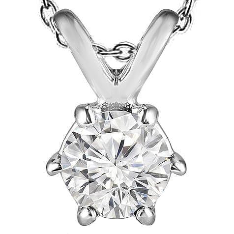 Collana Pendente Solitario Con Genuino Diamante Tondo Taglio Brillante 2 Carati In Oro Bianco 14K
