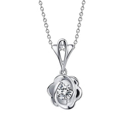 Collana Pendente Solitario Con Genuino Diamanti Taglio Rotondo Da 1 Carati In Oro Bianco 14K