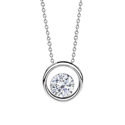 Collana Pendente Solitario Con Naturale Diamante Taglio Rotondo 1.25 Carati F Vs1 WG In Oro Bianco 14K