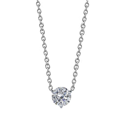 Collana Pendente Solitario Con Naturale Diamante Taglio Rotondo Da 0,75 Carati In Oro Bianco 14K