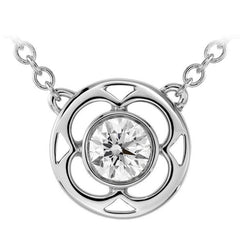Collana Pendente Solitario Con Vero Diamante Taglio Rotondo 1.50 Carati In Oro Bianco 14K