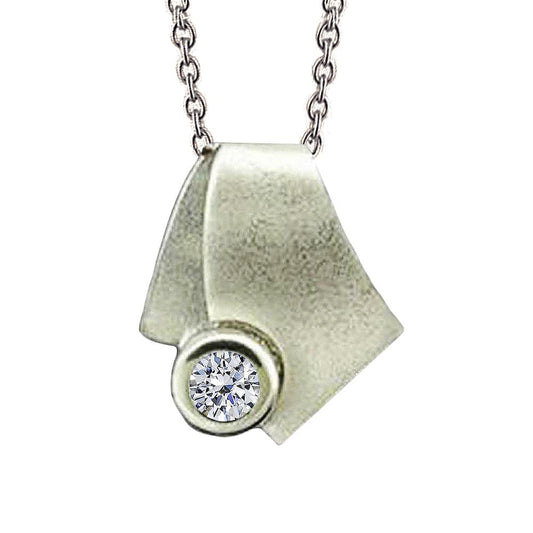 Collana Pendente Solitario Con Vero Diamante Tondo 2 Carati In Oro Bianco 14K