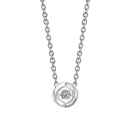 Collana Pendente Solitario Da Donna Con Naturale Diamante Tondo Da 0,50 Carati In Oro Bianco 14K