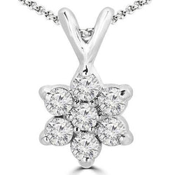 Collana Sparkling Pendente 3.50 Carati Vero Diamante Tondo Con Punte Incastonate In Oro bianco 14K