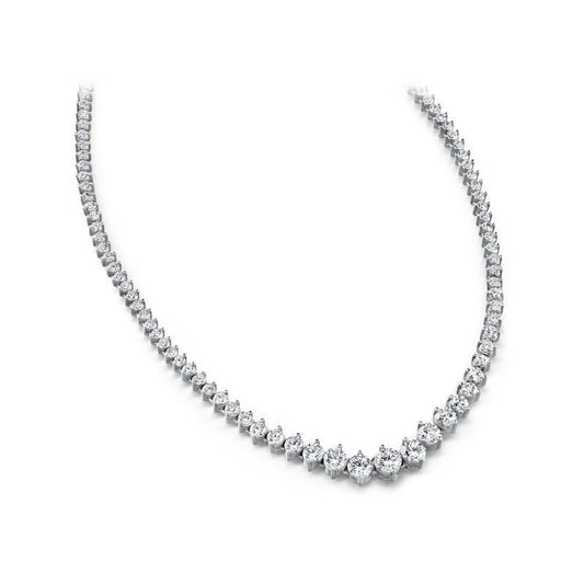 Collana Tennis Genuino Diamante 5 Carati Oro Bianco 14K