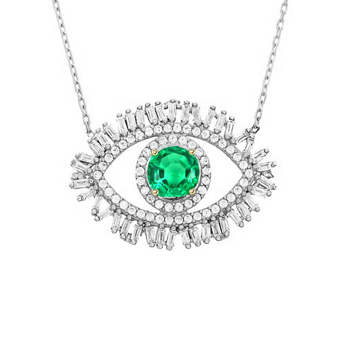 Collana Con Ciondolo Occhio Che Tutto Vede Smeraldo Verde E Diamanti
