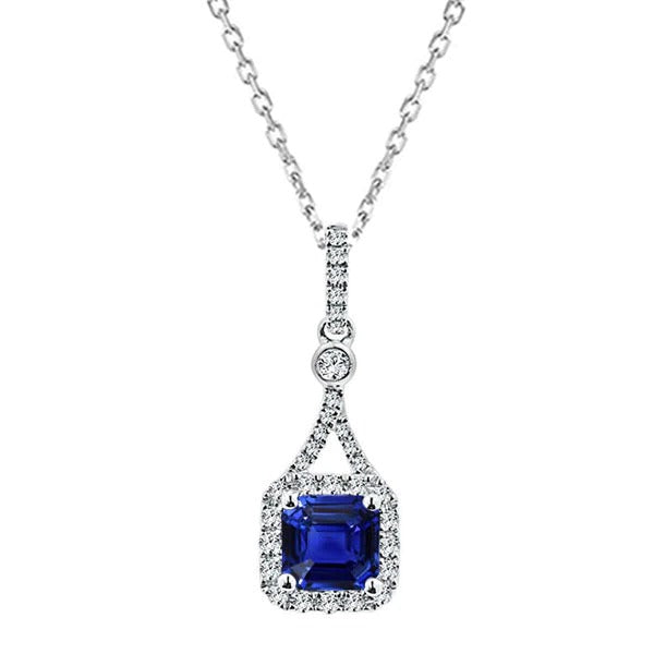 Collana con ciondolo Halo Asscher con pietre preziose e diamanti da donna