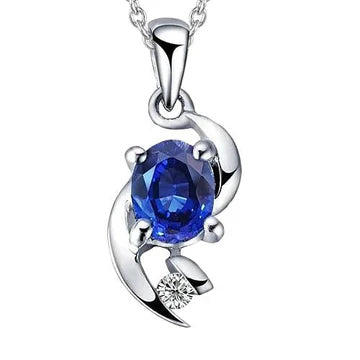 Collana con ciondolo con zaffiri da 2,75 carati e diamanti in oro bianco 14K