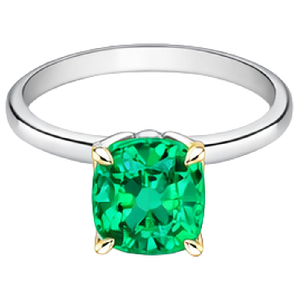 Smeraldo Anello Pietra Colorata 3,50-carati Oro Due Toni 14K – vista profilo