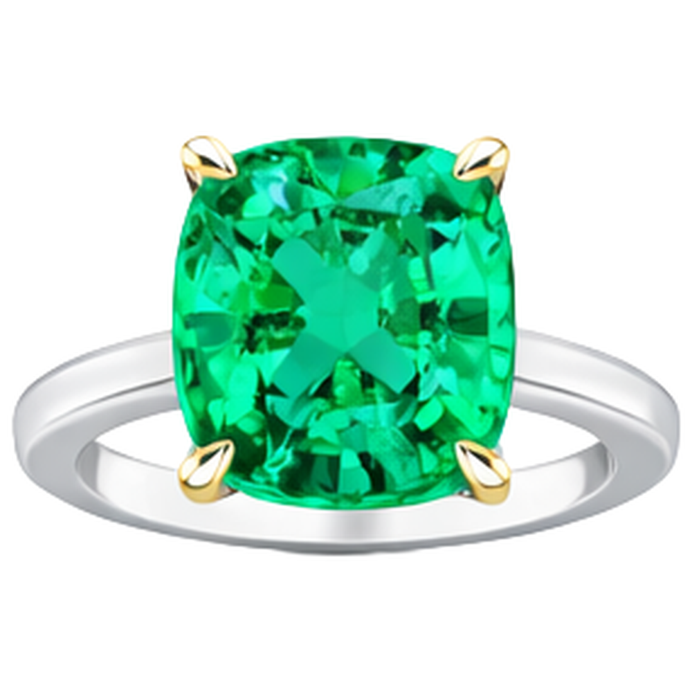 Anello Pietra Colorata Oro Due Toni 14K con Smeraldo – vista dall'alto